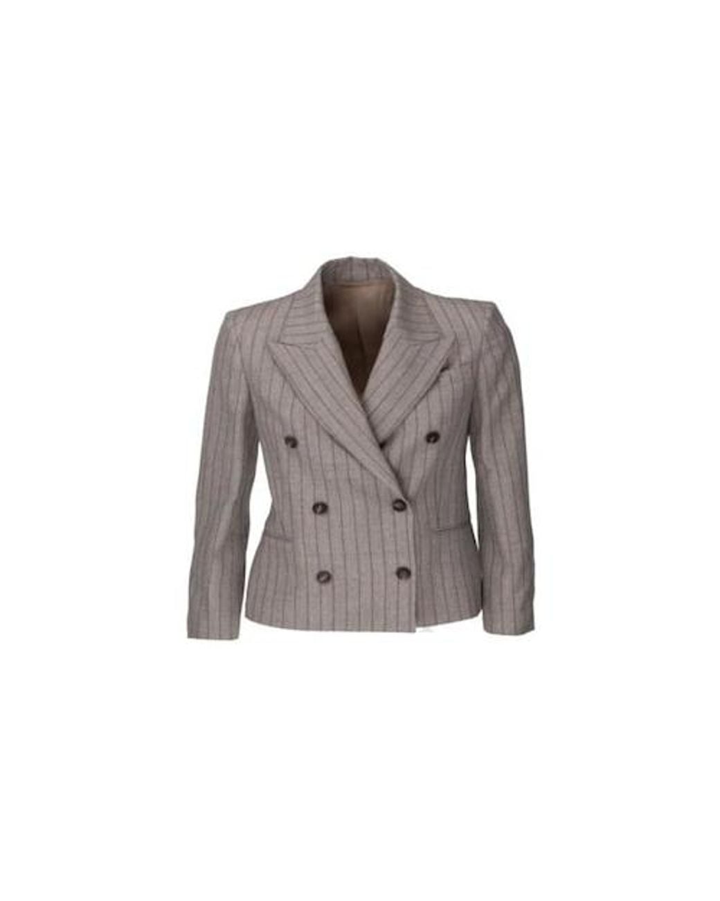 Brunello Cucinelli Gray Taupe Wool Double Breasted Jacket Clothing