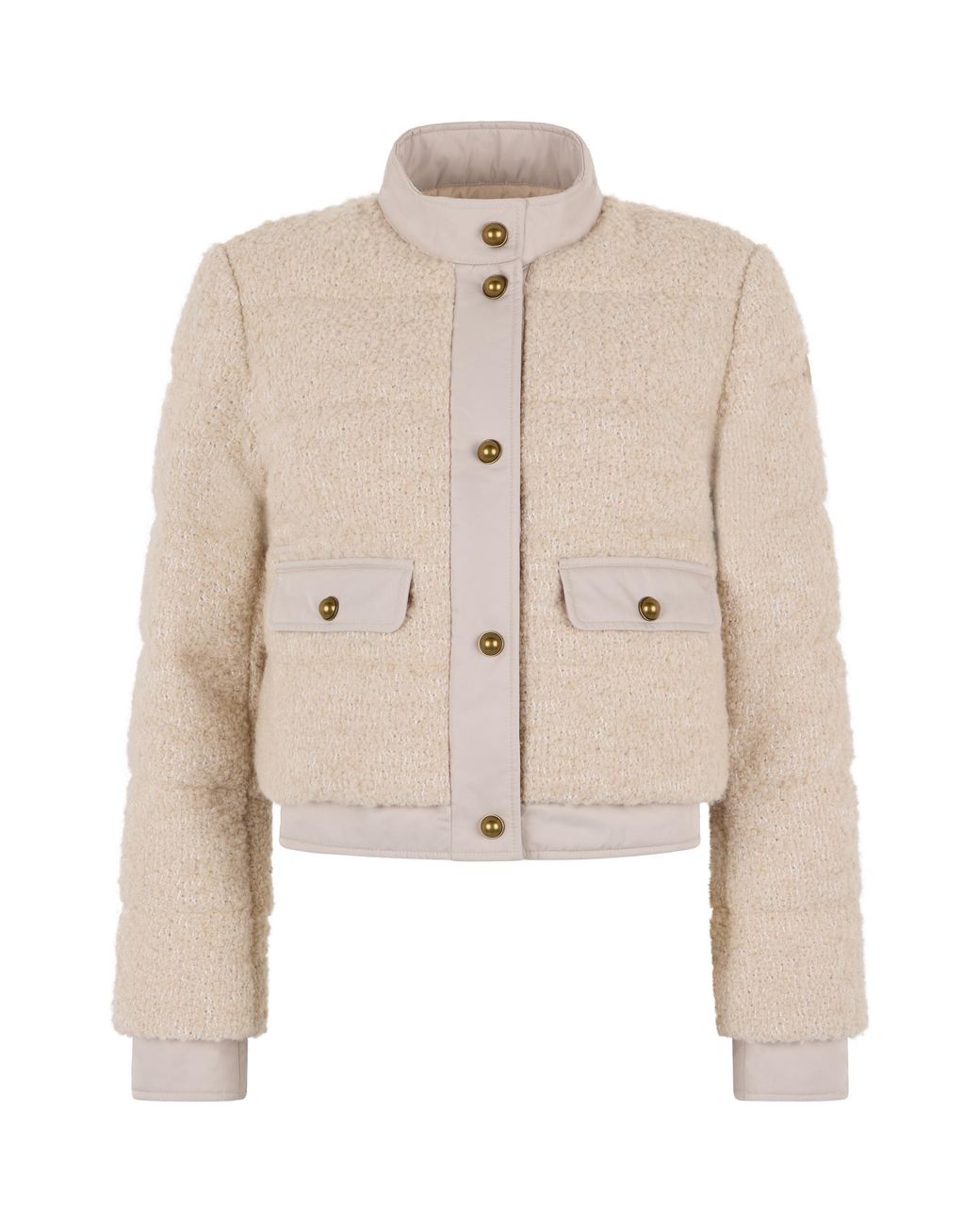 Moncler Natural Short Down Jacket Blandy Wool Bouclé Acrylic Puffer
