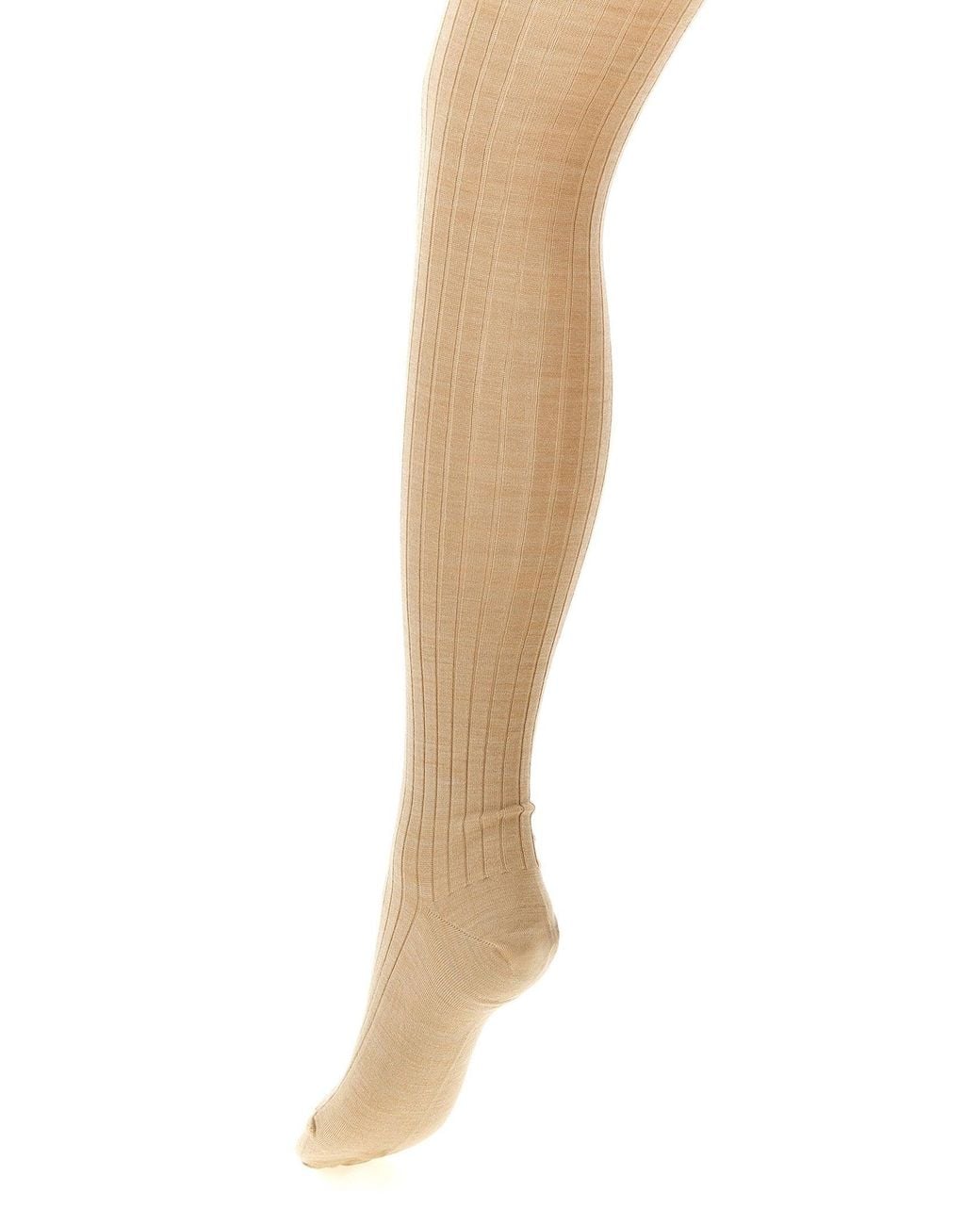 Jil Sander Natural Ribbed Wool-Blend Leggings