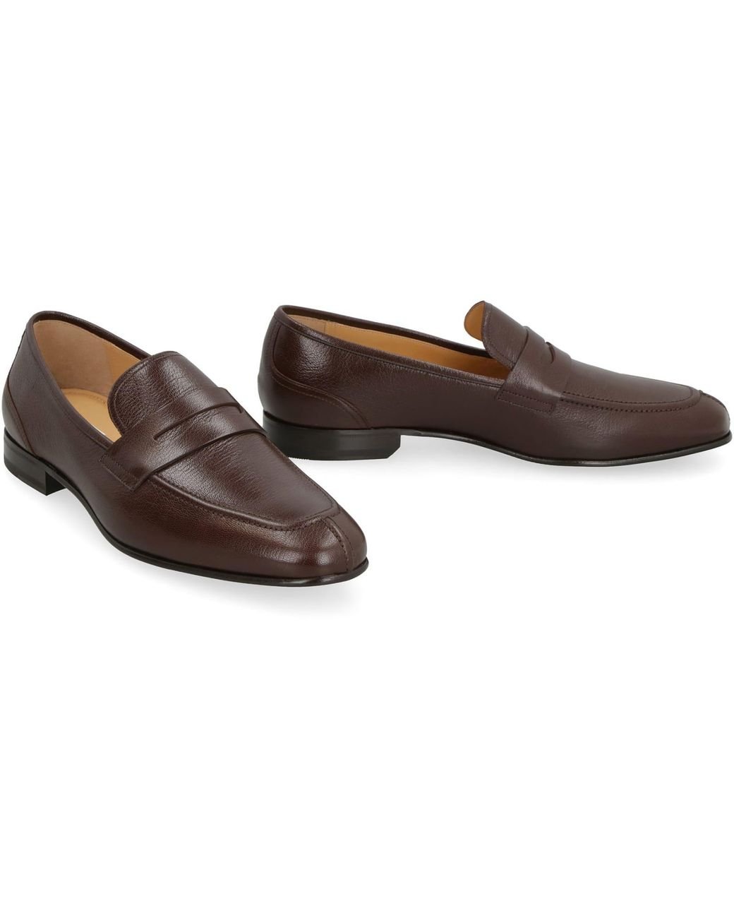 Bally Saix-U grained-leather loafers - Brown