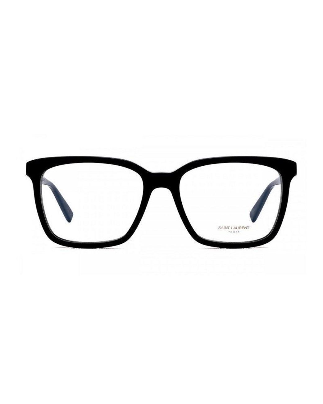Saint Laurent Black Eyeglasses Square Full Rim, Transparent Frame And Clear Demo Lenses Lens Sl672004 for men