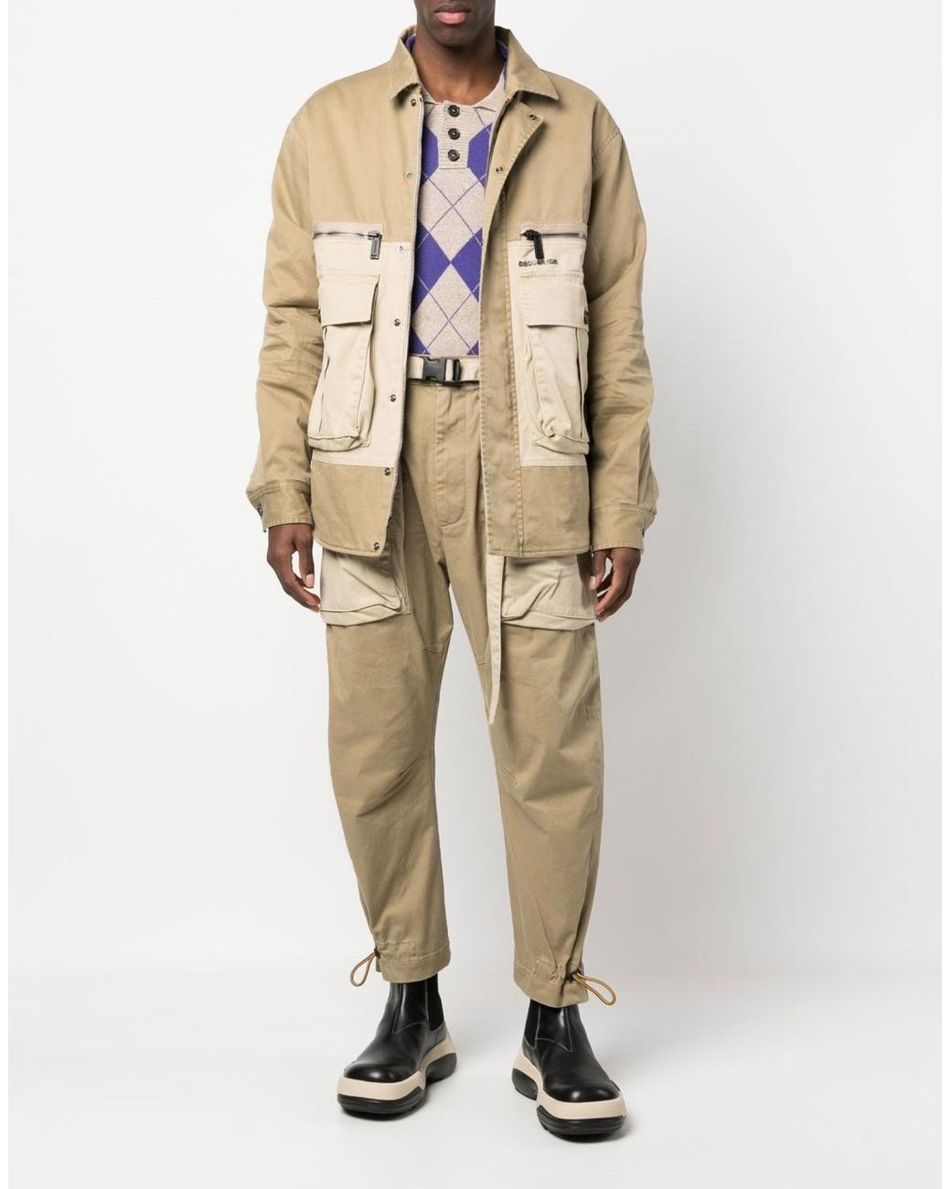 DSquared² Natural Flap Pocket Padded Coach Jacket for men