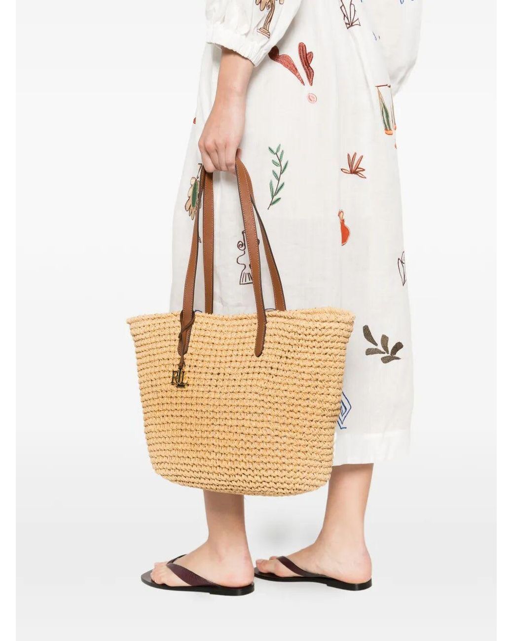 Ralph Lauren Natural "Lainey" Large Tote Bag