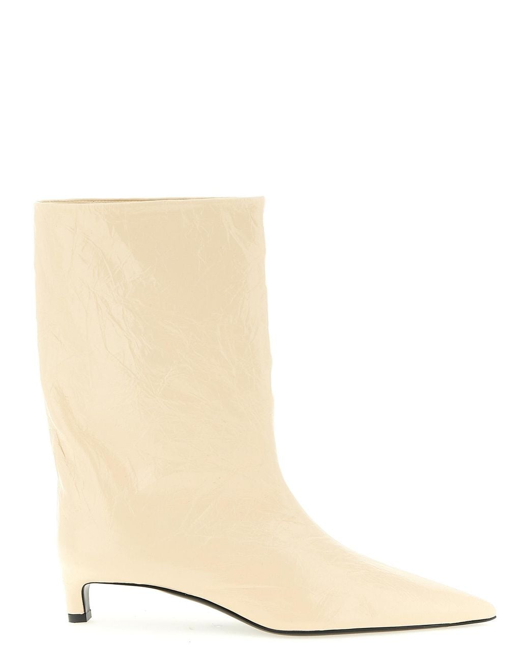 Jil Sander Natural Craquelé Leather Ankle Boots
