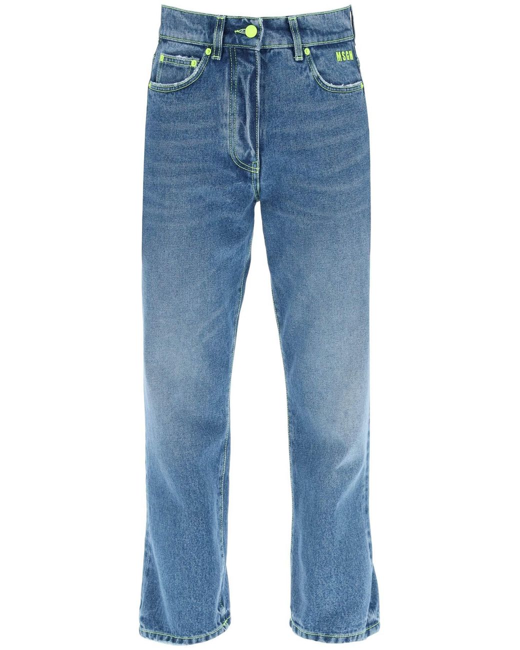 MSGM Denim Fluorescent Stitching Jeans 
