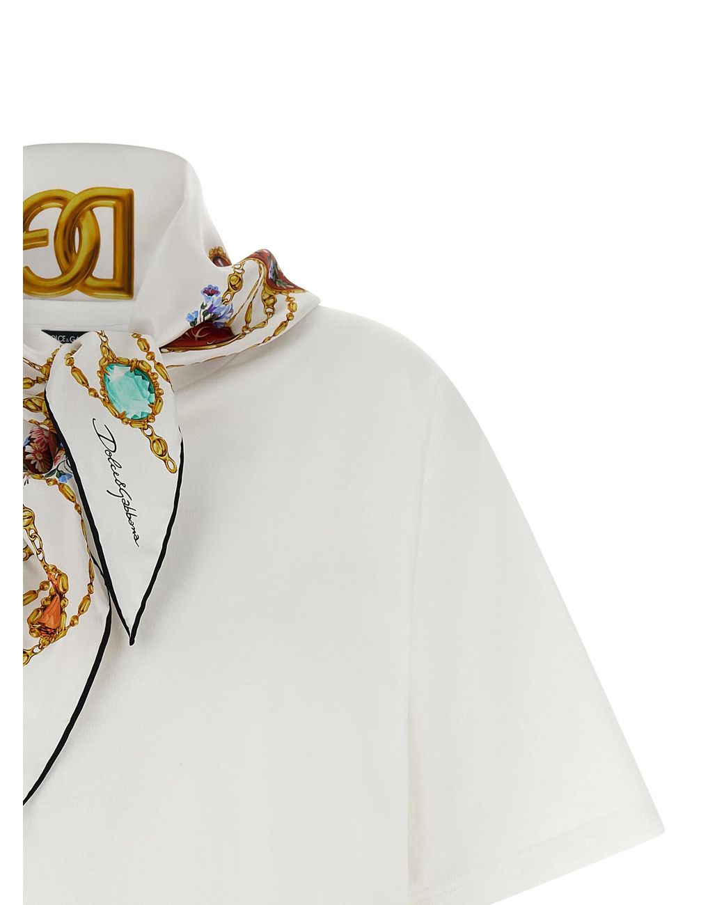 Dolce & Gabbana White Dolce & Gabbana T-Shirt With Scarf
