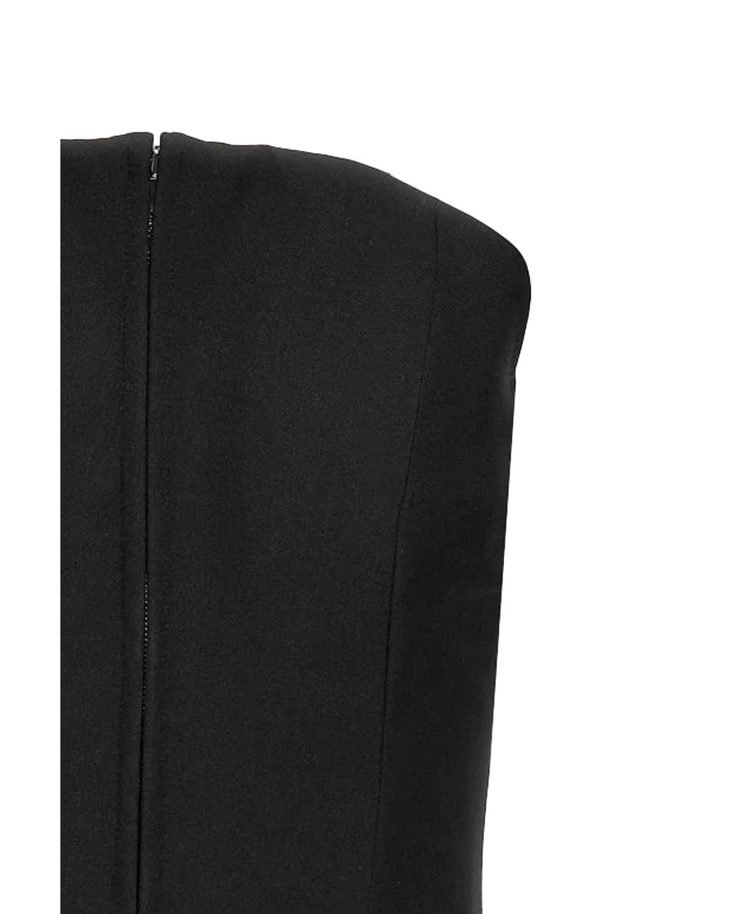 McQueen Black Wool Corset With Zip Merino Top