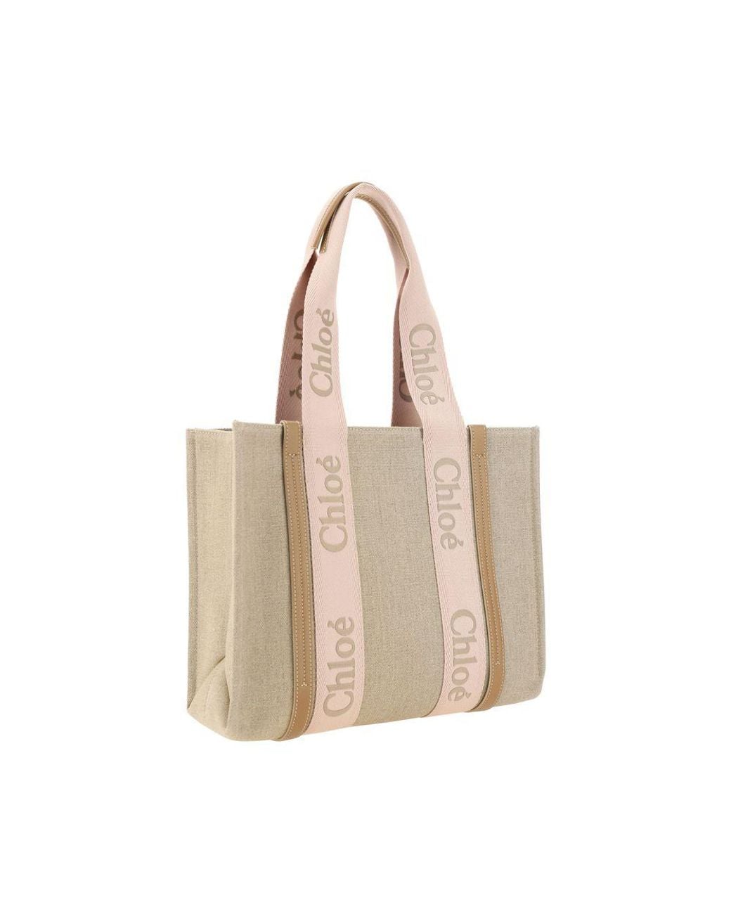 Chloé Natural Brown Linen Shoulder Bag
