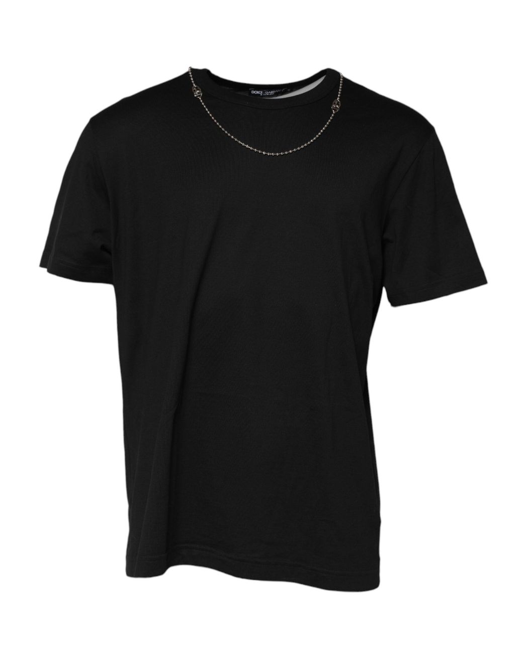 Dolce & Gabbana Black Chain Necklace Cotton Crewneck T-Shirt for men