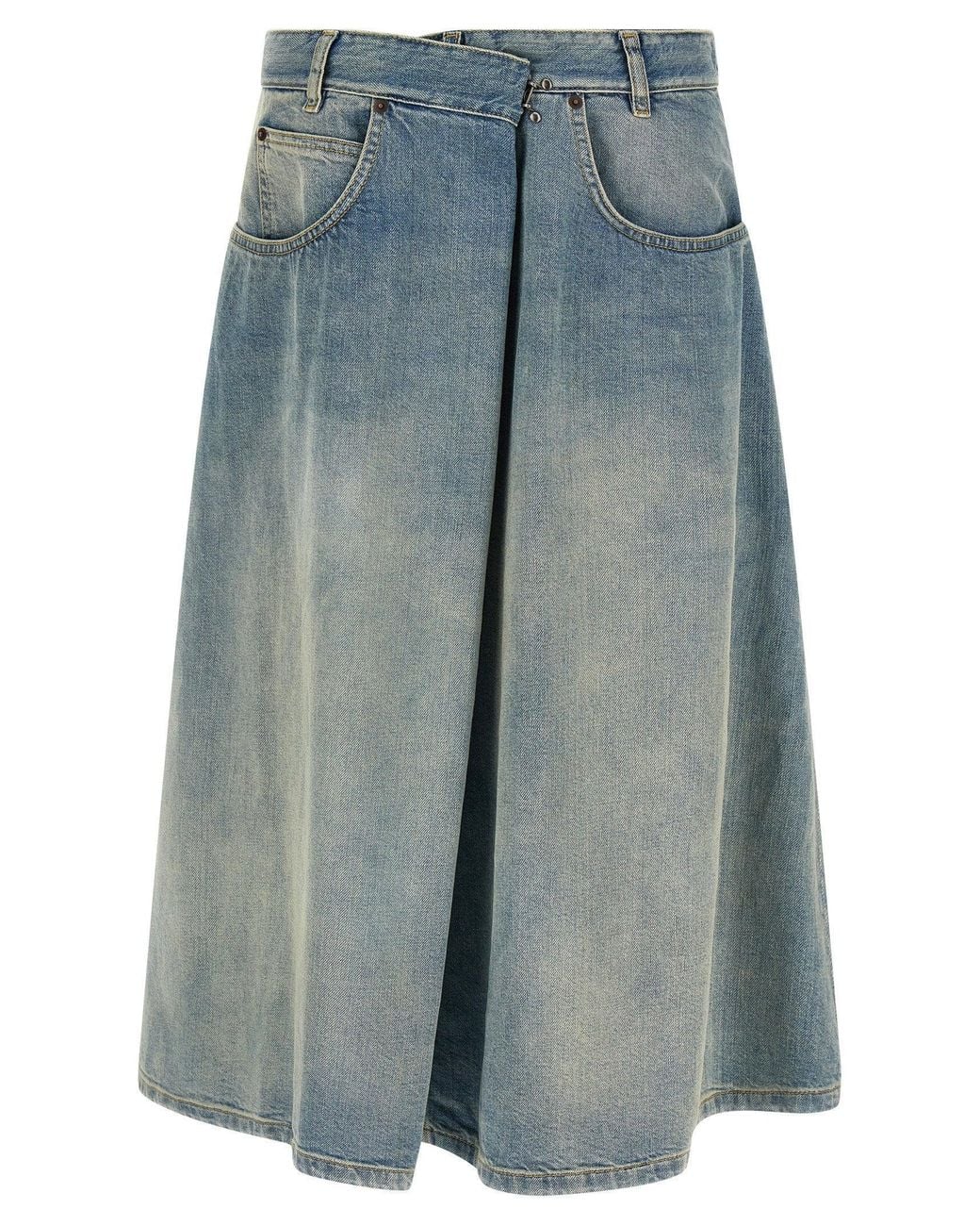 Denum Blue Color Code Maison Margiela Asymmetrical Denim Wrap Skirt in Blue | Lyst