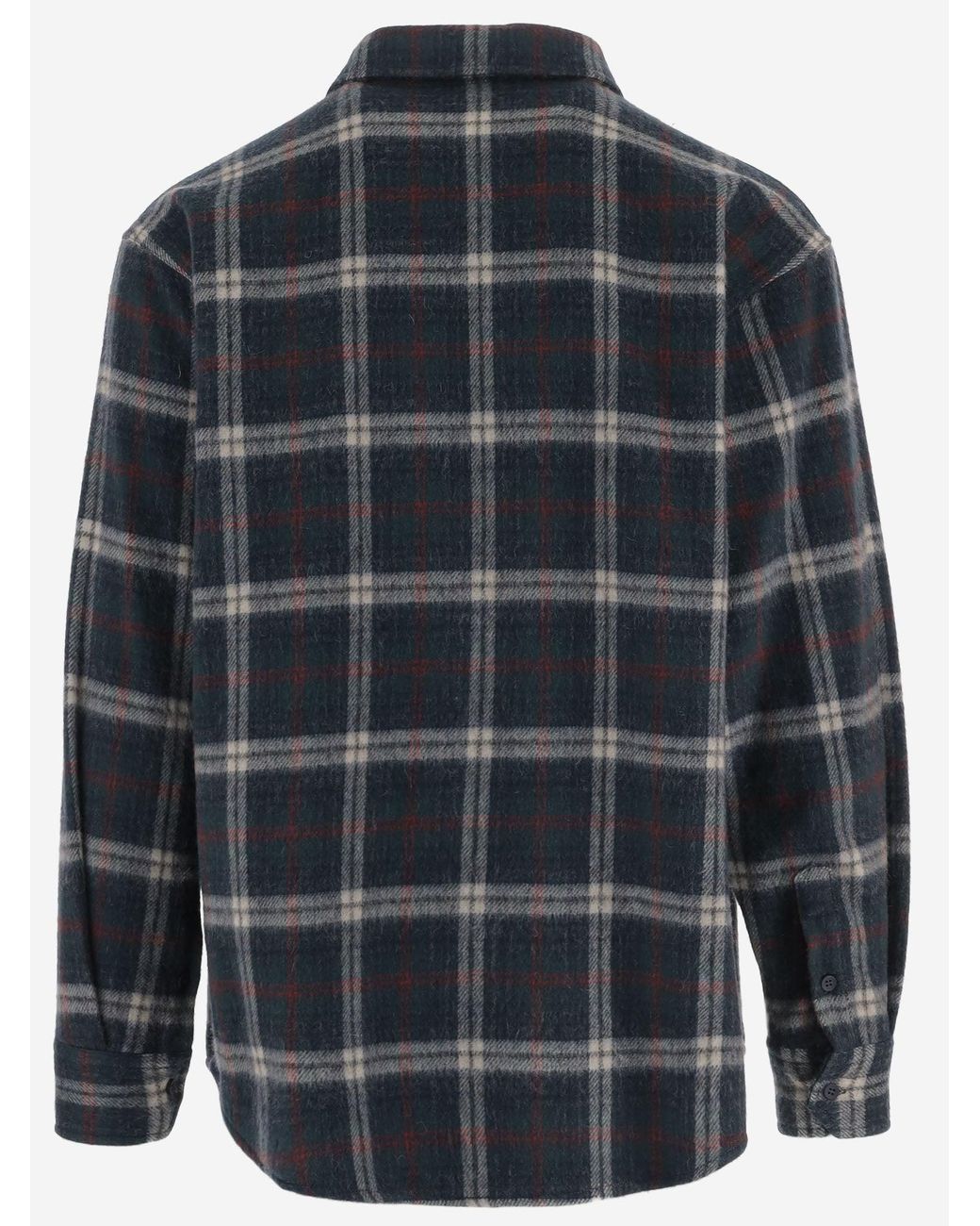 DARKPARK Blue Shirt Wool-Blend Check for men