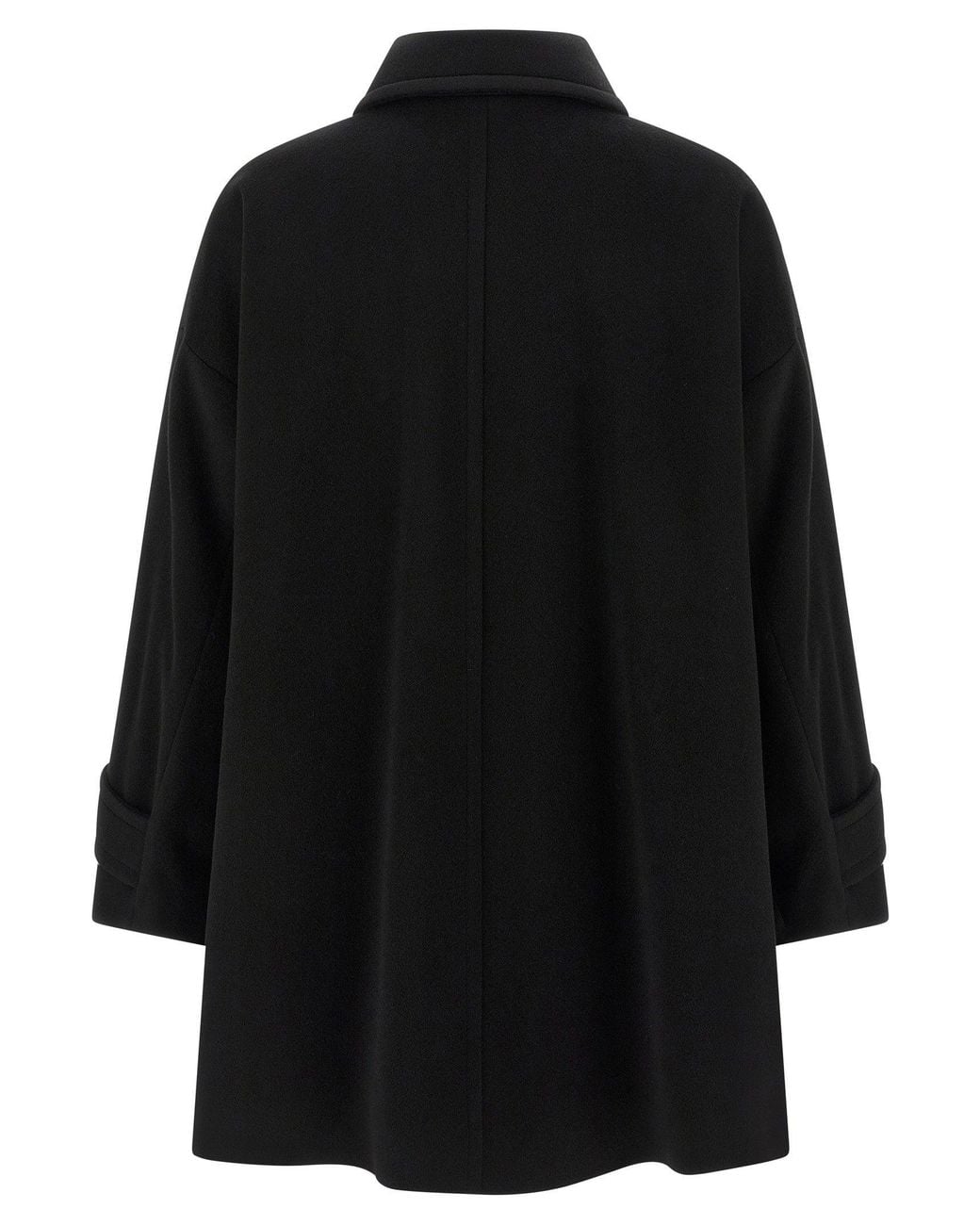 Alberto Biani Black Double-Breasted Wool Coat