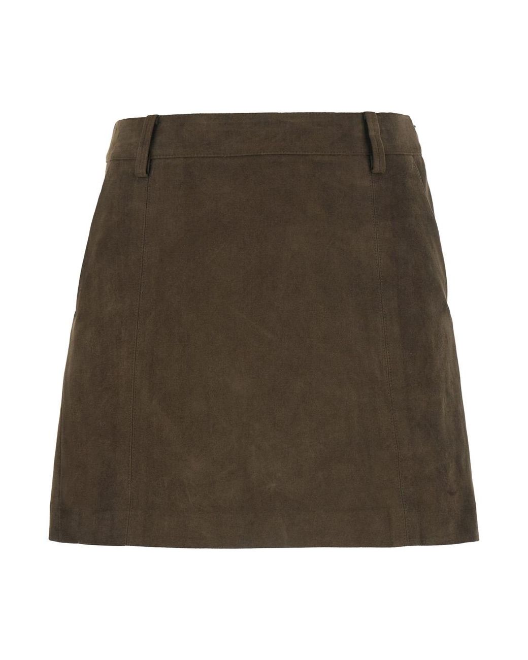 DUNST Brown Alter-Suede Mini Skirt Polyester
