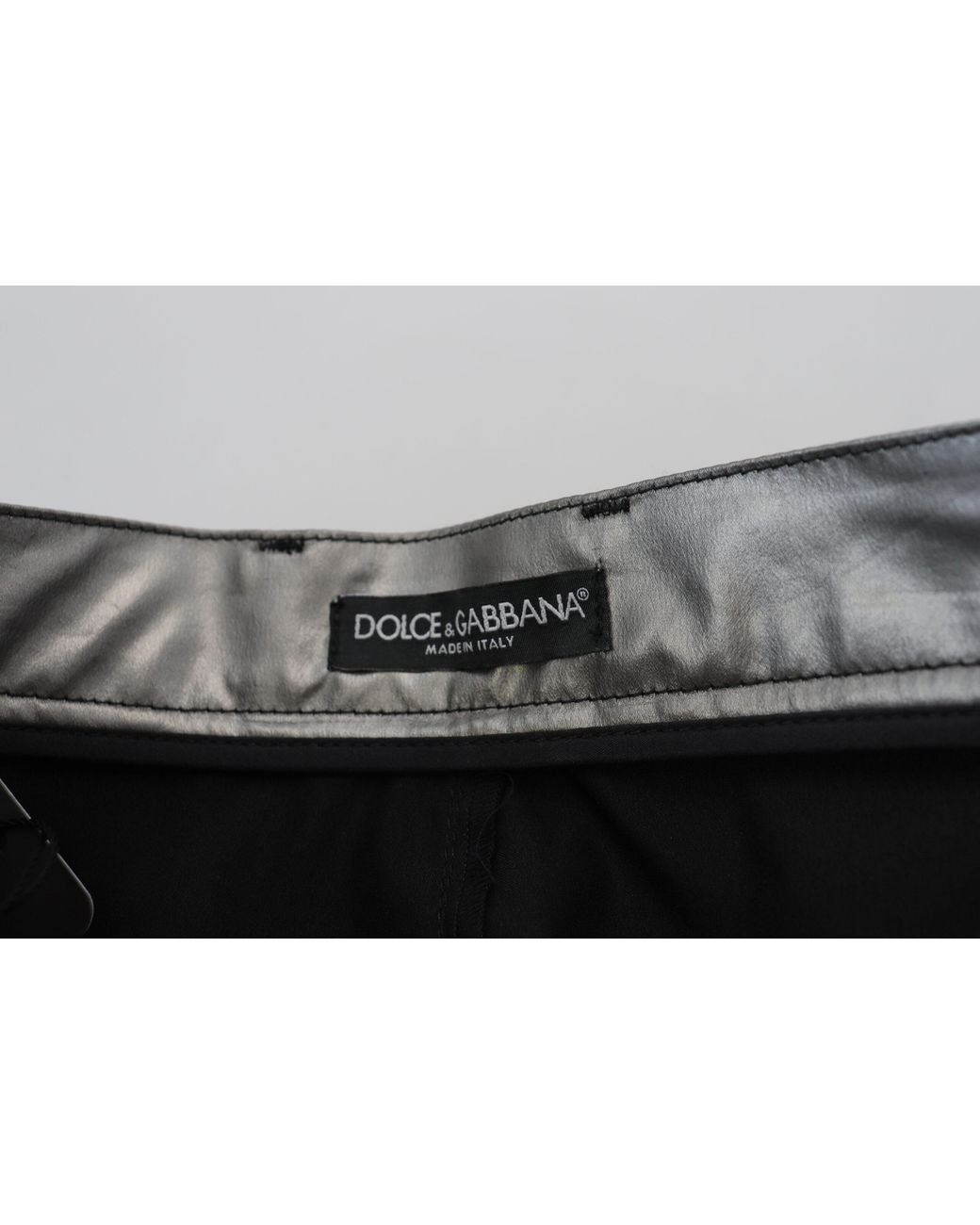 Dolce & Gabbana Black Metallic High Waist Skinny Pants Polyester