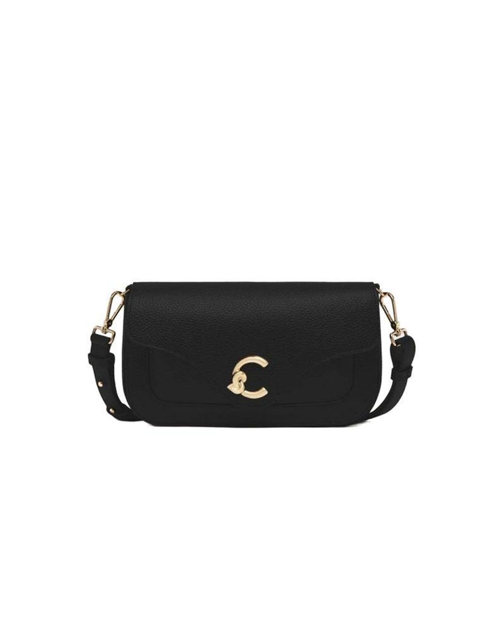 Pebbeld Coccinelle Coccinelle Pebbled Leather Shoulder Bag in Black | Lyst