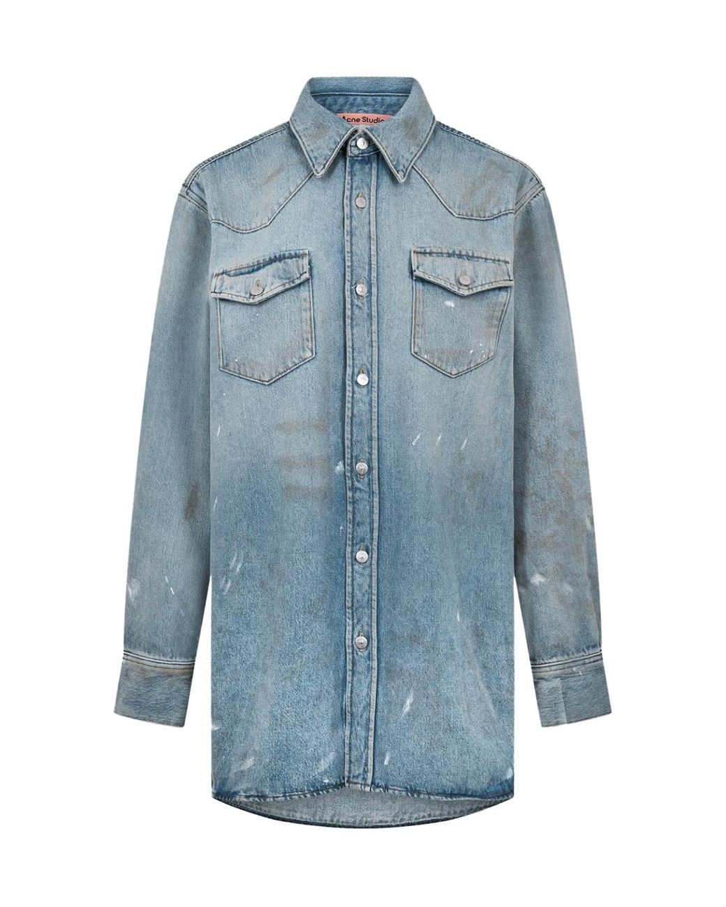 Acne Blue Karty Distressed Denim Overshirt for men