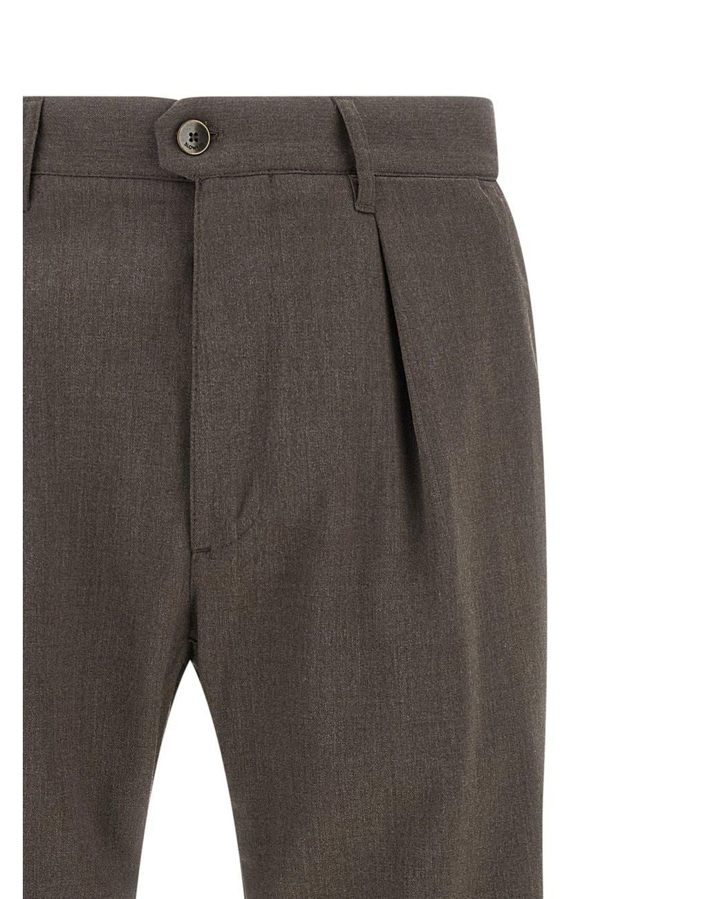 Incotex Gray Wool-Blend Pleated Trousers for men