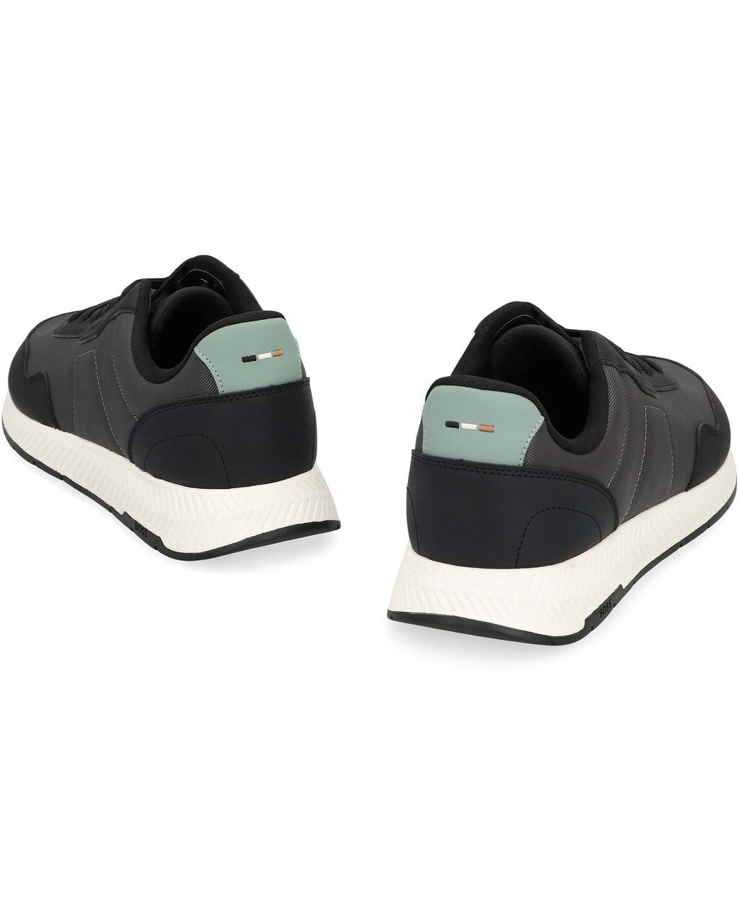 Boss Black Low-Top Sneakers With Leather Insert Polyurethane Trainers for men