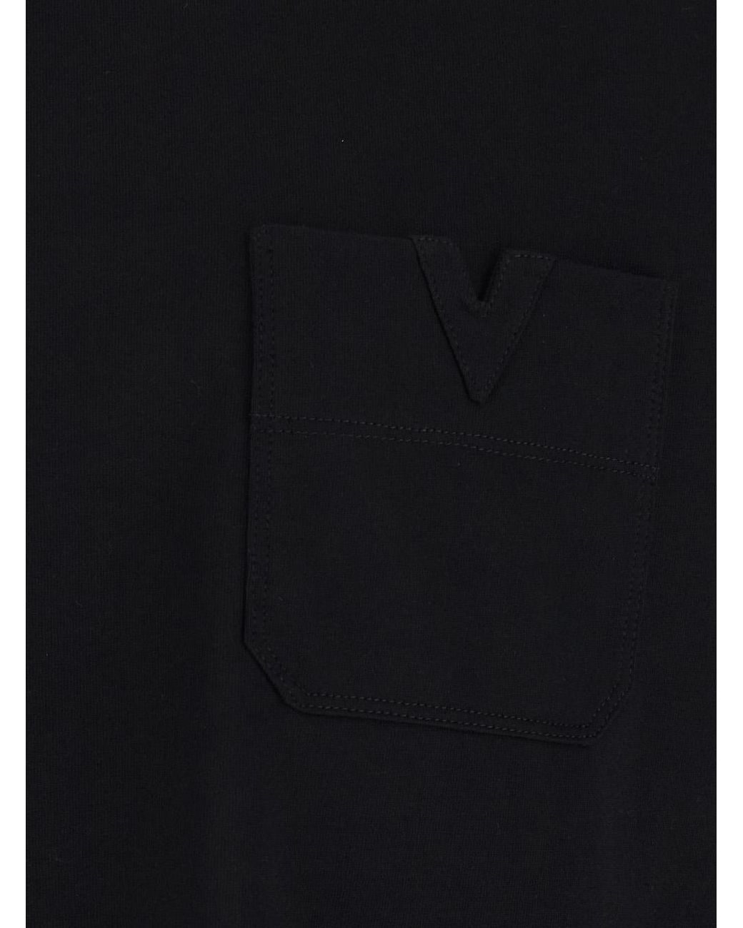 Valentino Black T-Shirt Jersey Boxy V Pocket Cotton T-Shirts for men