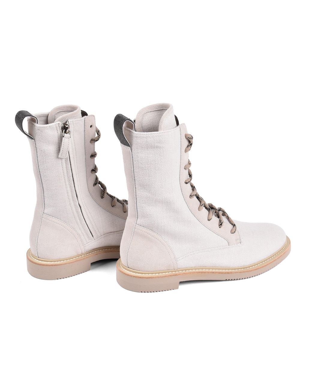 Brunello Cucinelli Multicolor Light Canvas Combat Boots