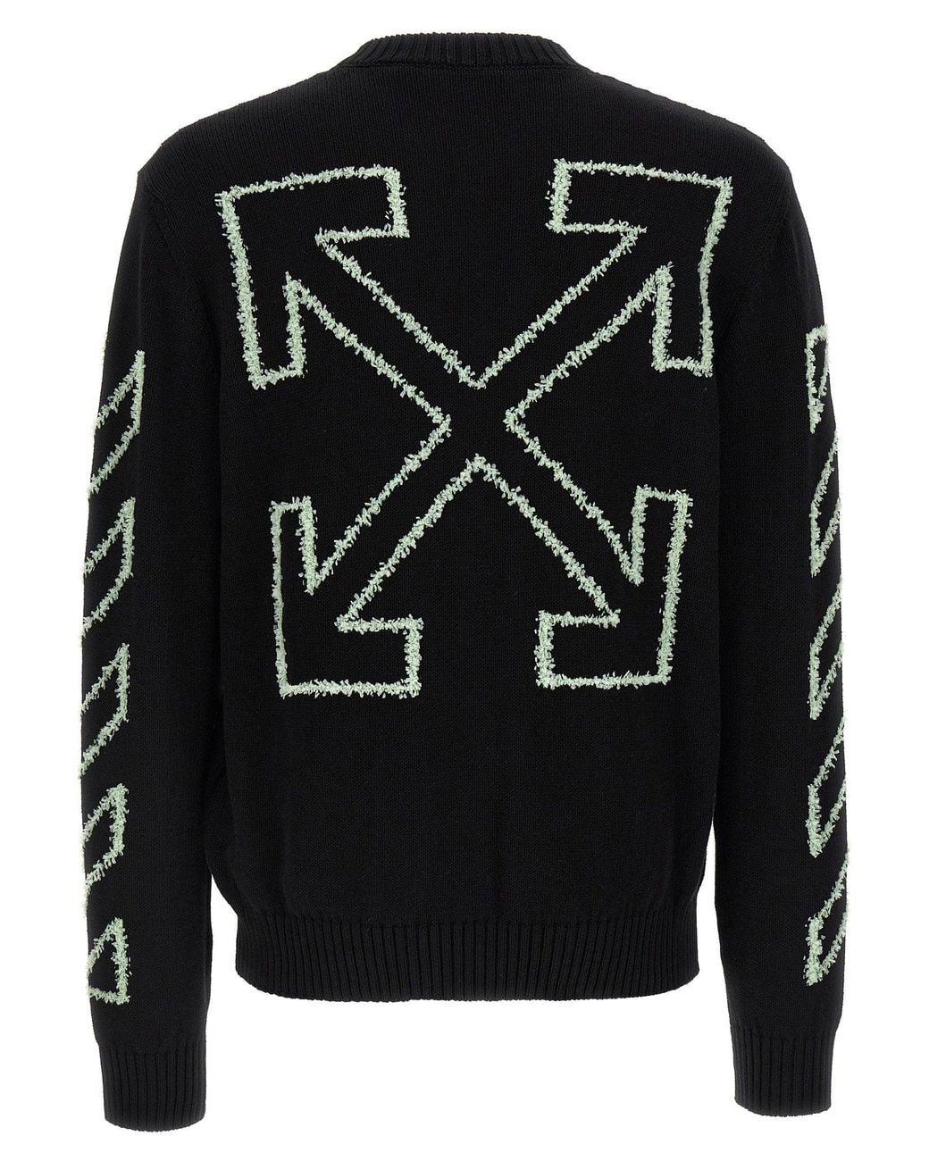 Off-White c/o Virgil Abloh Black Logo-Embroidered Diagonal-Outline Knit Sweater for men