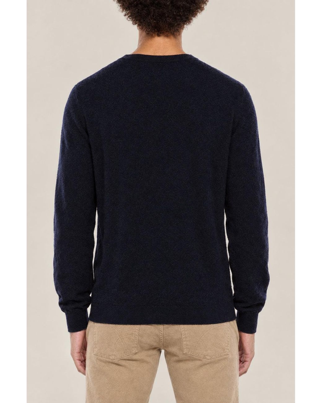 Brunello Cucinelli Blue Wool Crewneck Sweater for men