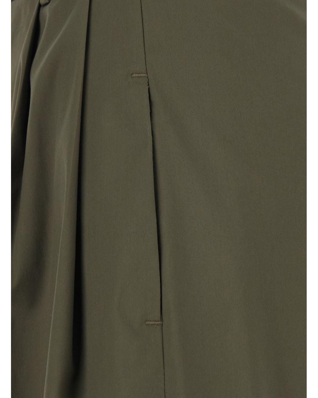 Le Plain Green Wide Leg Trousers With Pleats For