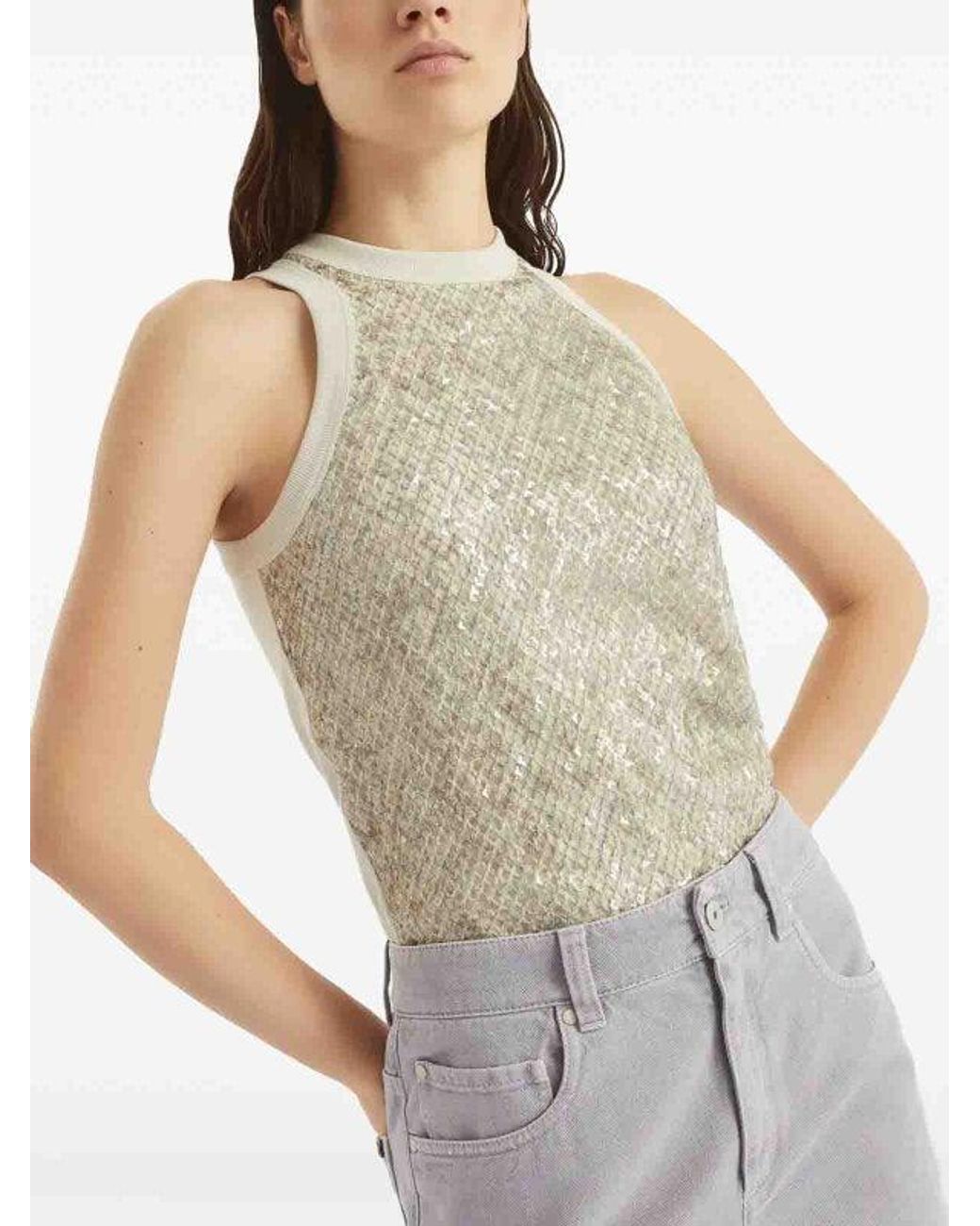Brunello Cucinelli Natural Warm Sequined Shirt