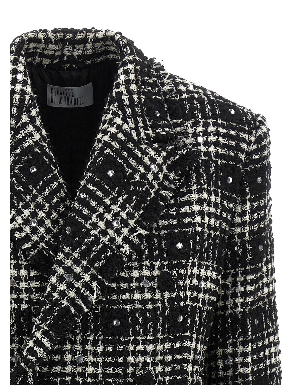 GIUSEPPE DI MORABITO Black Tweed And Rhinestone Blazer Blazer, Suits