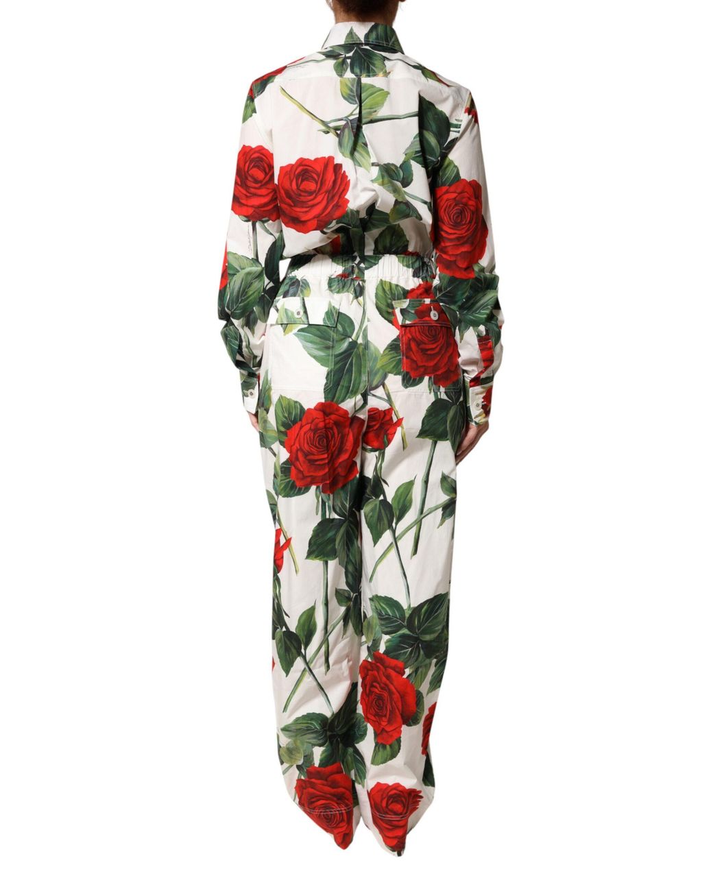 Dolce & Gabbana Red Floral Print Cotton Jumpsuit Dress