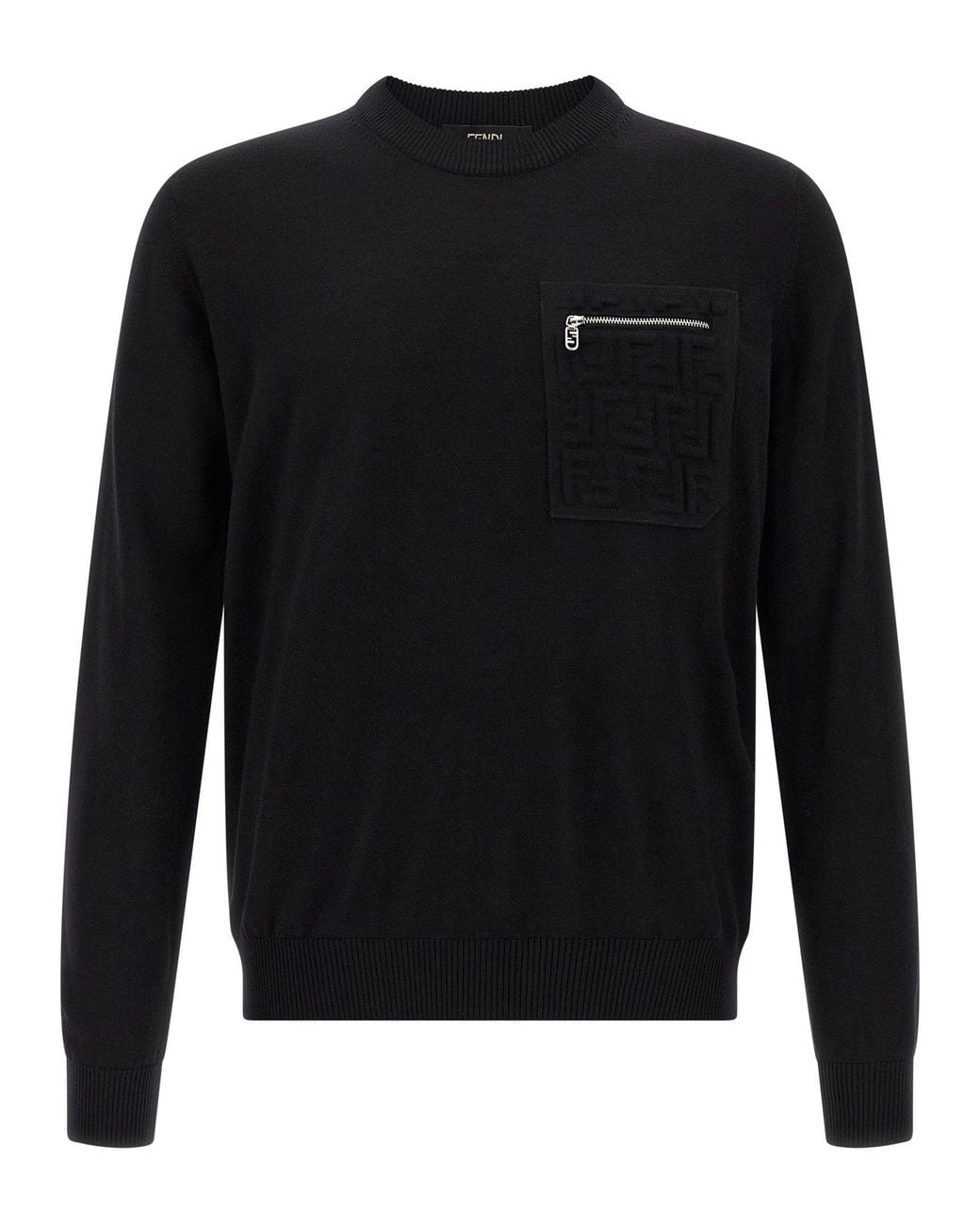 Fendi Black Ff-Pocket Wool Sweater