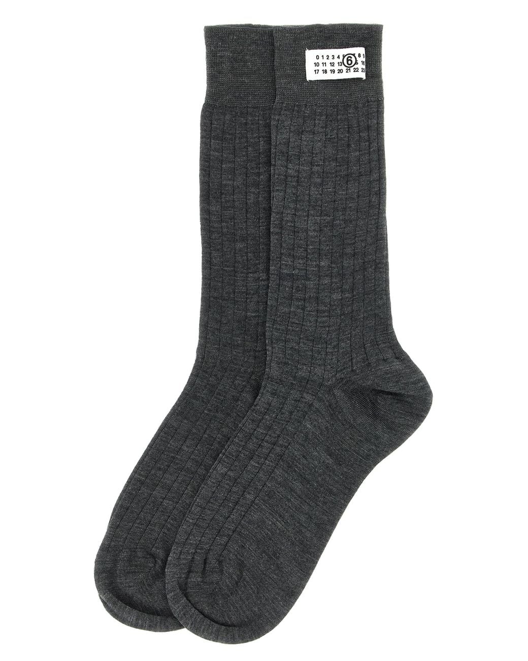 MM6 by Maison Margiela Black Mm6 Maison Margiela Ribbed Wool Socks