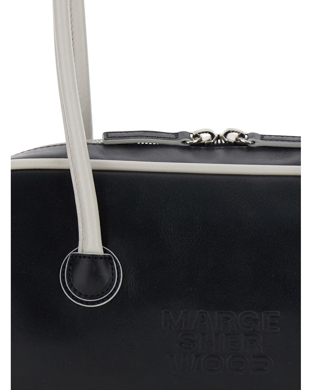 MARGE SHERWOOD White Soft Baguette (Piping) Cow Leather Shoulder Bags