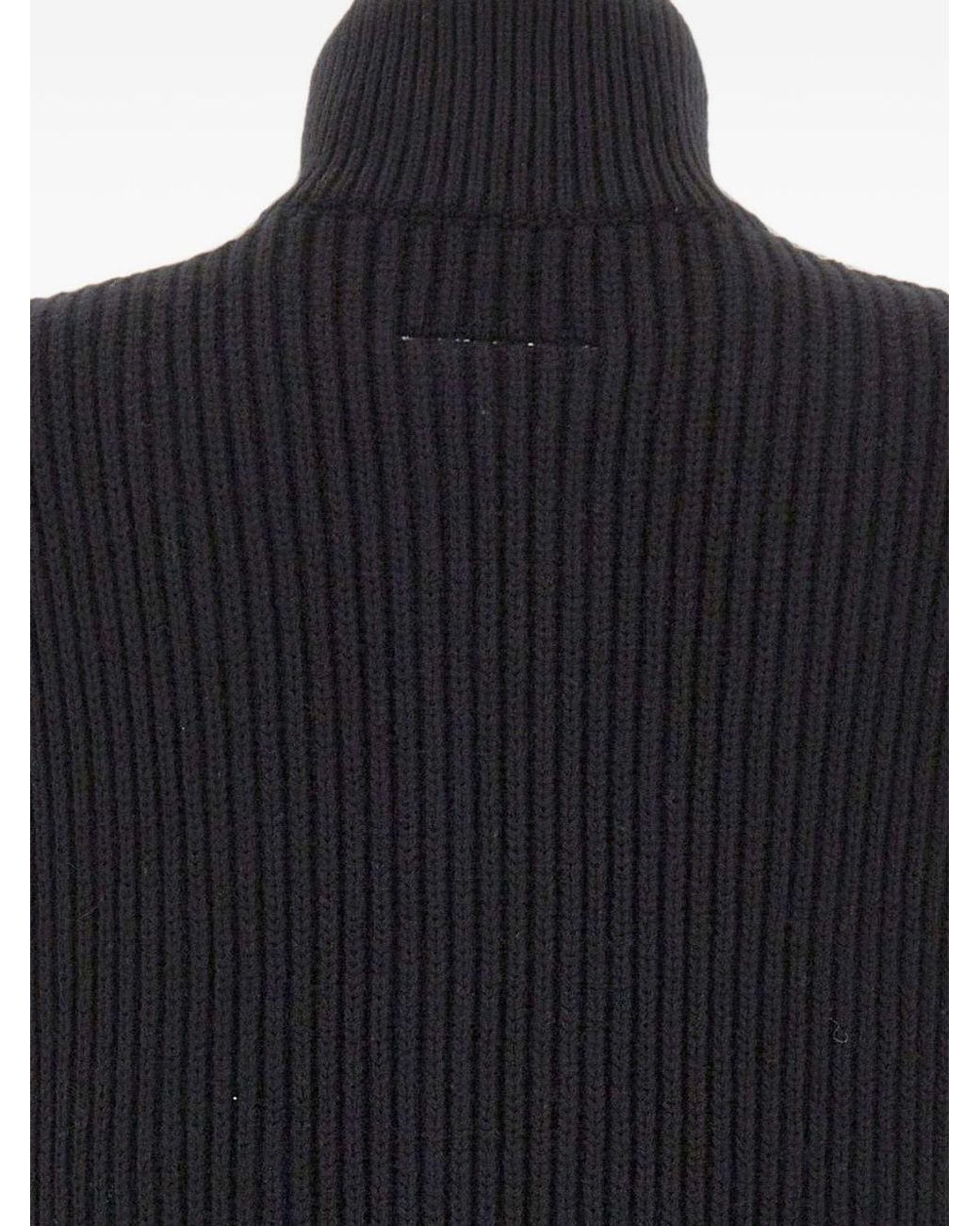 MM6 by Maison Margiela Black Ribbed Wool Vest