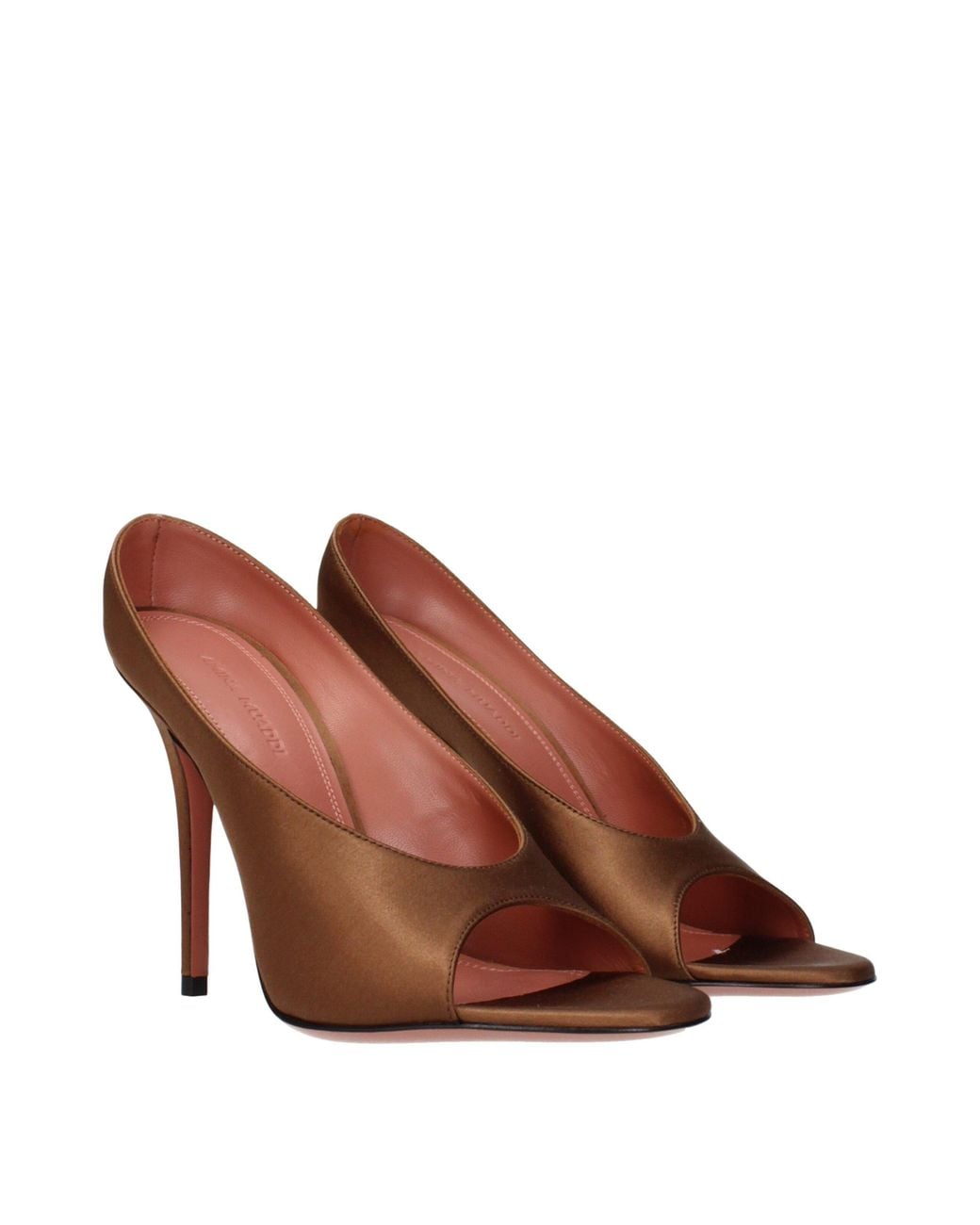 AMINA MUADDI Brown Satin High Heel Pumps