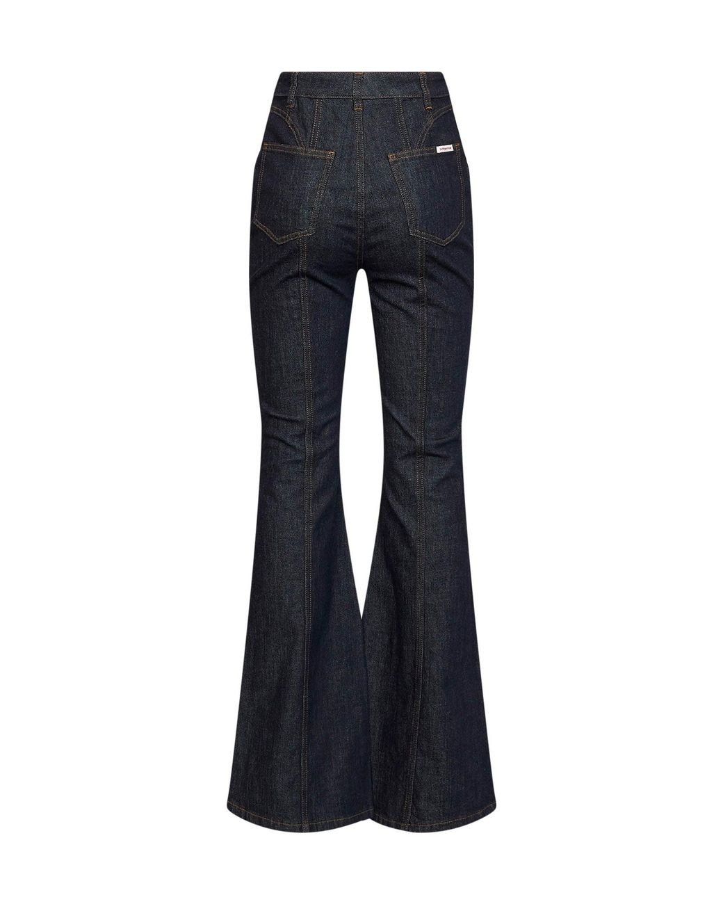 Self-Portrait Blue Denim High-Rise Flared Jeans