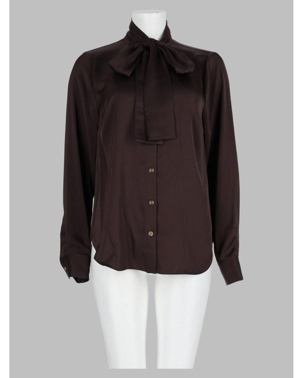 MICHAEL Michael Kors Black Satin Bow Shirt Polyester