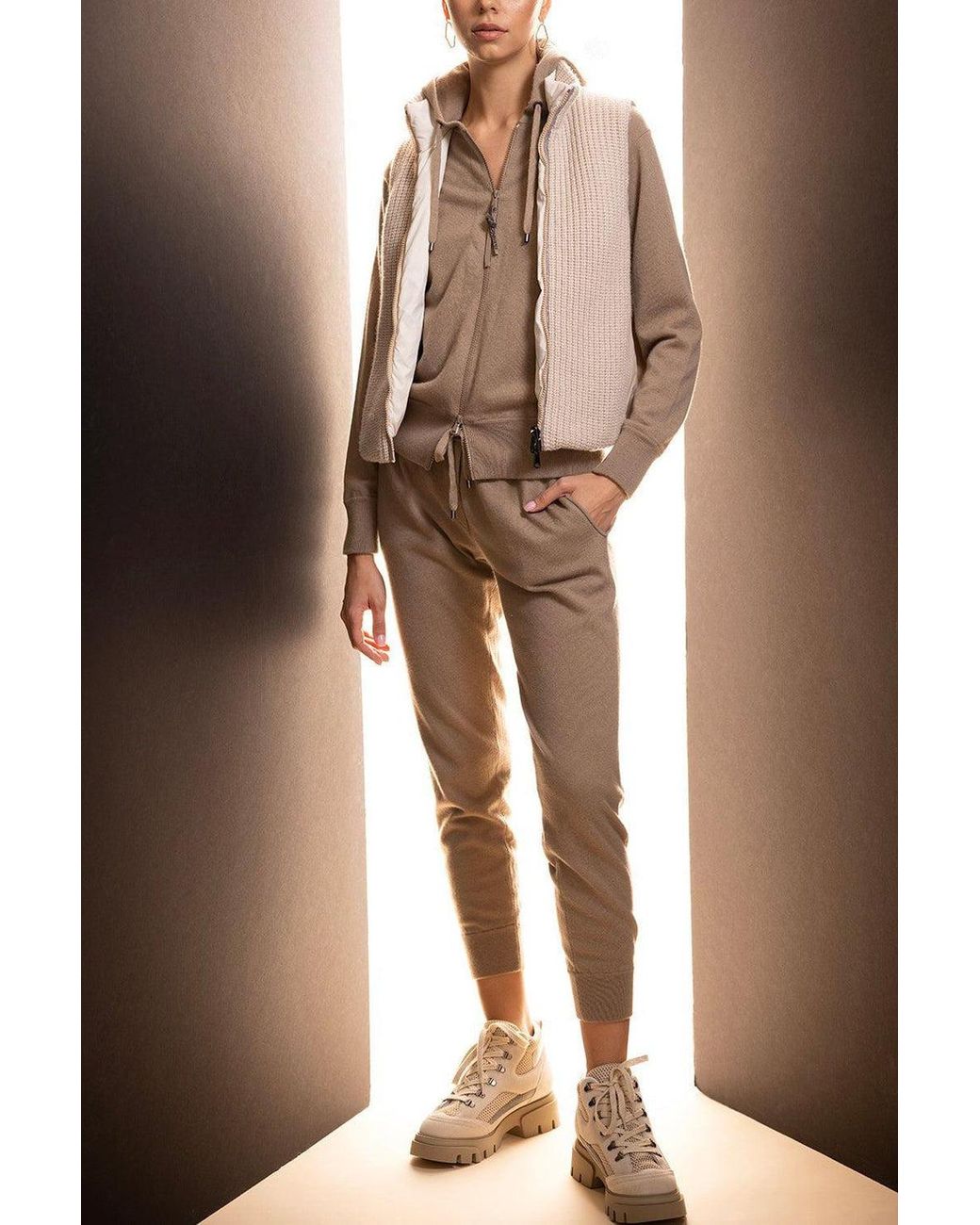 Brunello Cucinelli Brown Taupe Wool Jogger Trousers