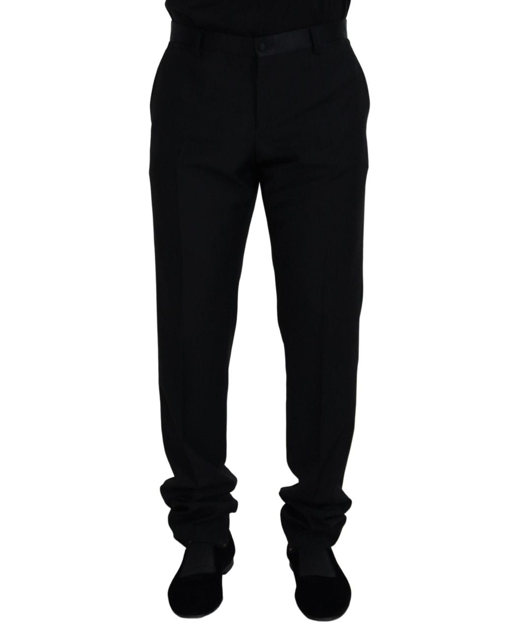 Dolce & Gabbana Black Elegant Virgin Wool Blend Trousers for men