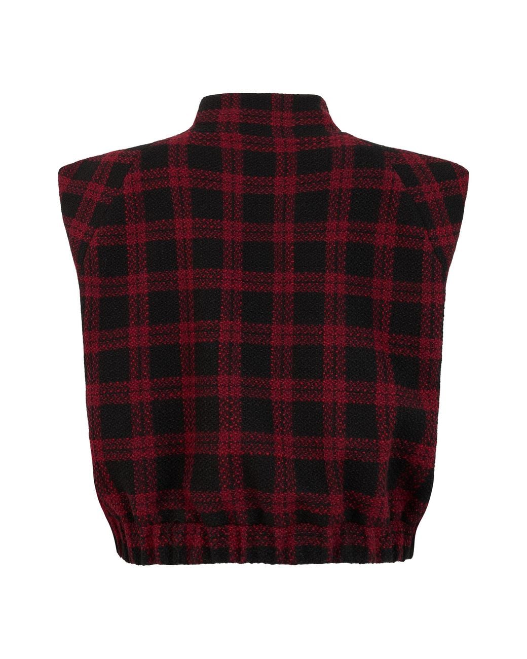 Pinko Red Checked Vest- Polyester Waistcoats & Gilets