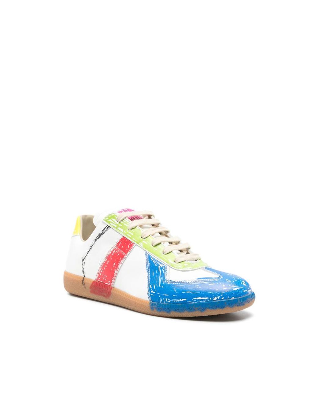 Maison Margiela Blue Replica Paint-Splatter Sneakers for men