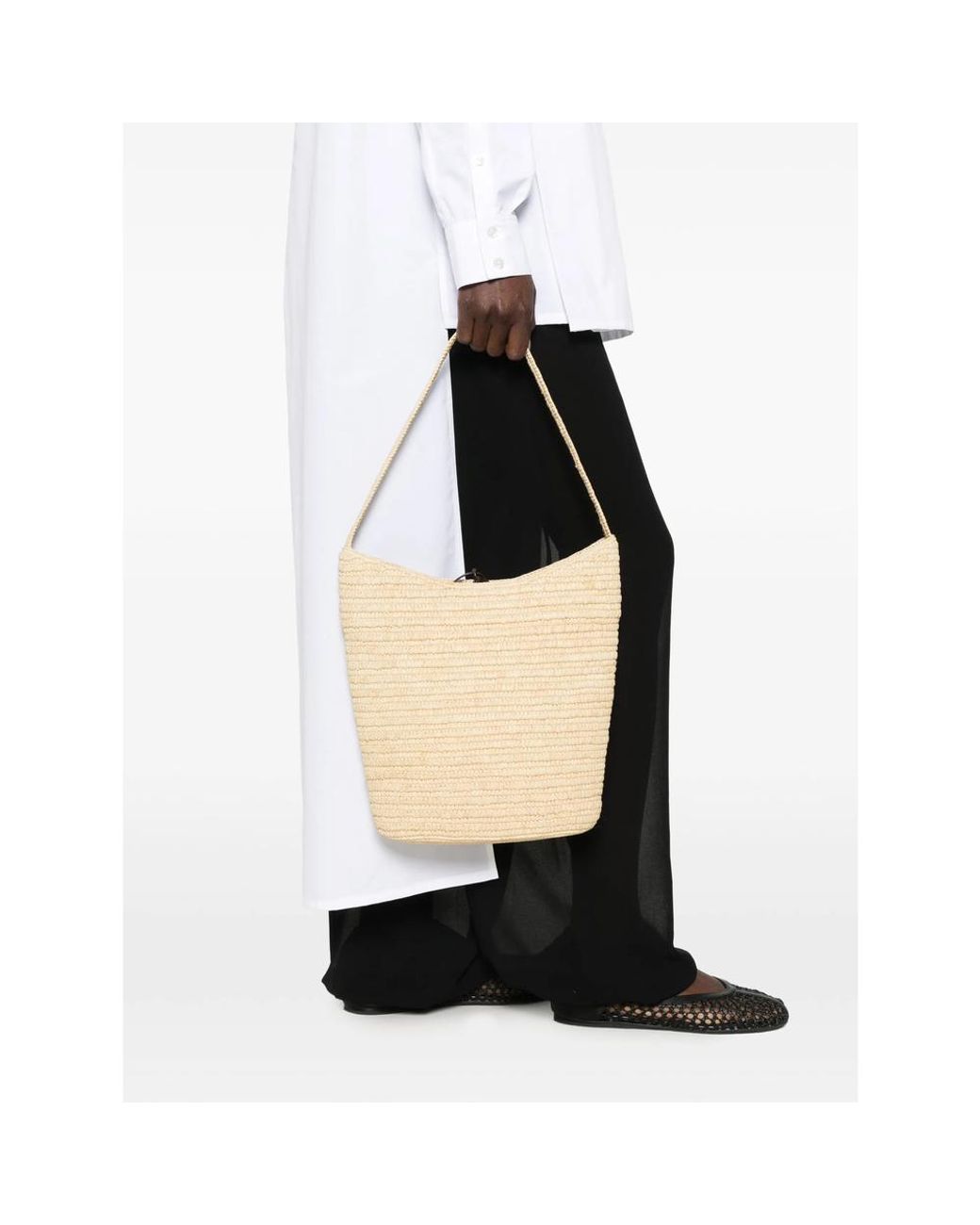 The Row Natural Shoulder Bag Leo Woven Raffia