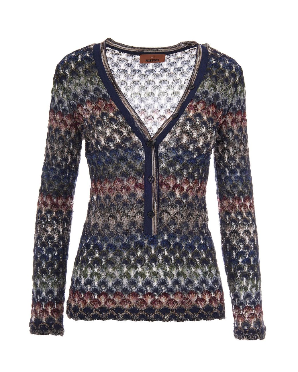 Missoni Blue V-Neck Button-Front Knit Cardigan