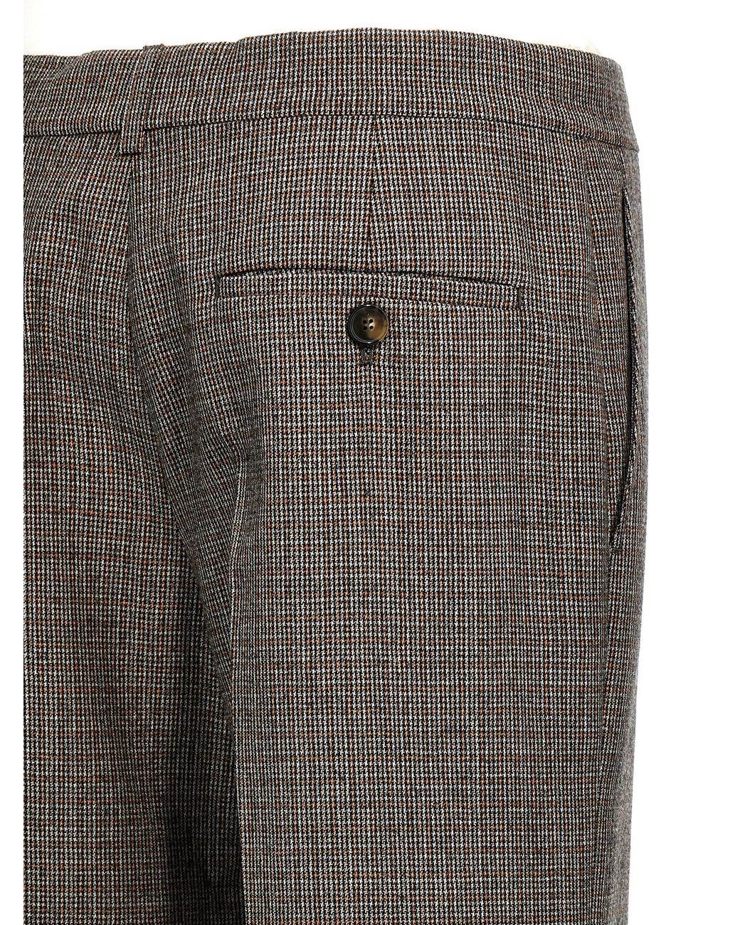 Stella McCartney Gray Micro Houndstooth Wool Trousers With Flared Leg