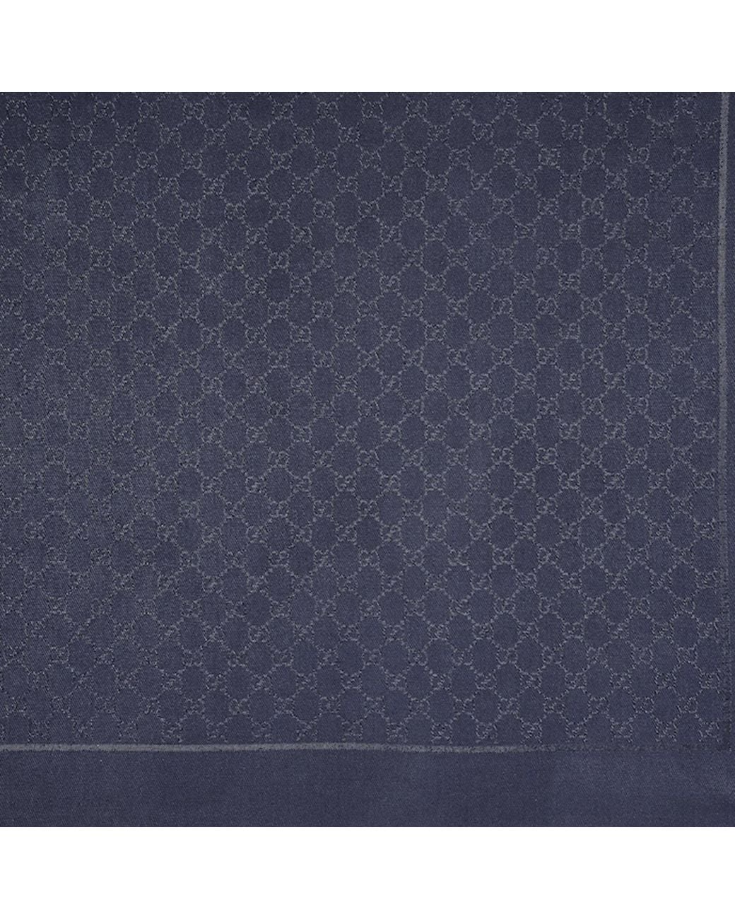 Gucci Blue Wool And Silk Gg Lamé Shawl Scarf