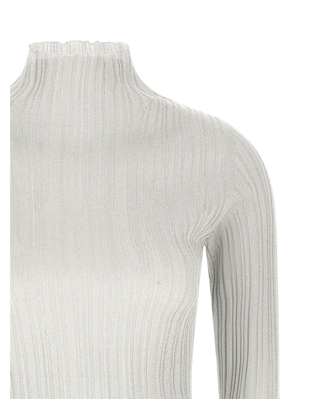 Fabiana Filippi White Lamé Ribbed Sweater