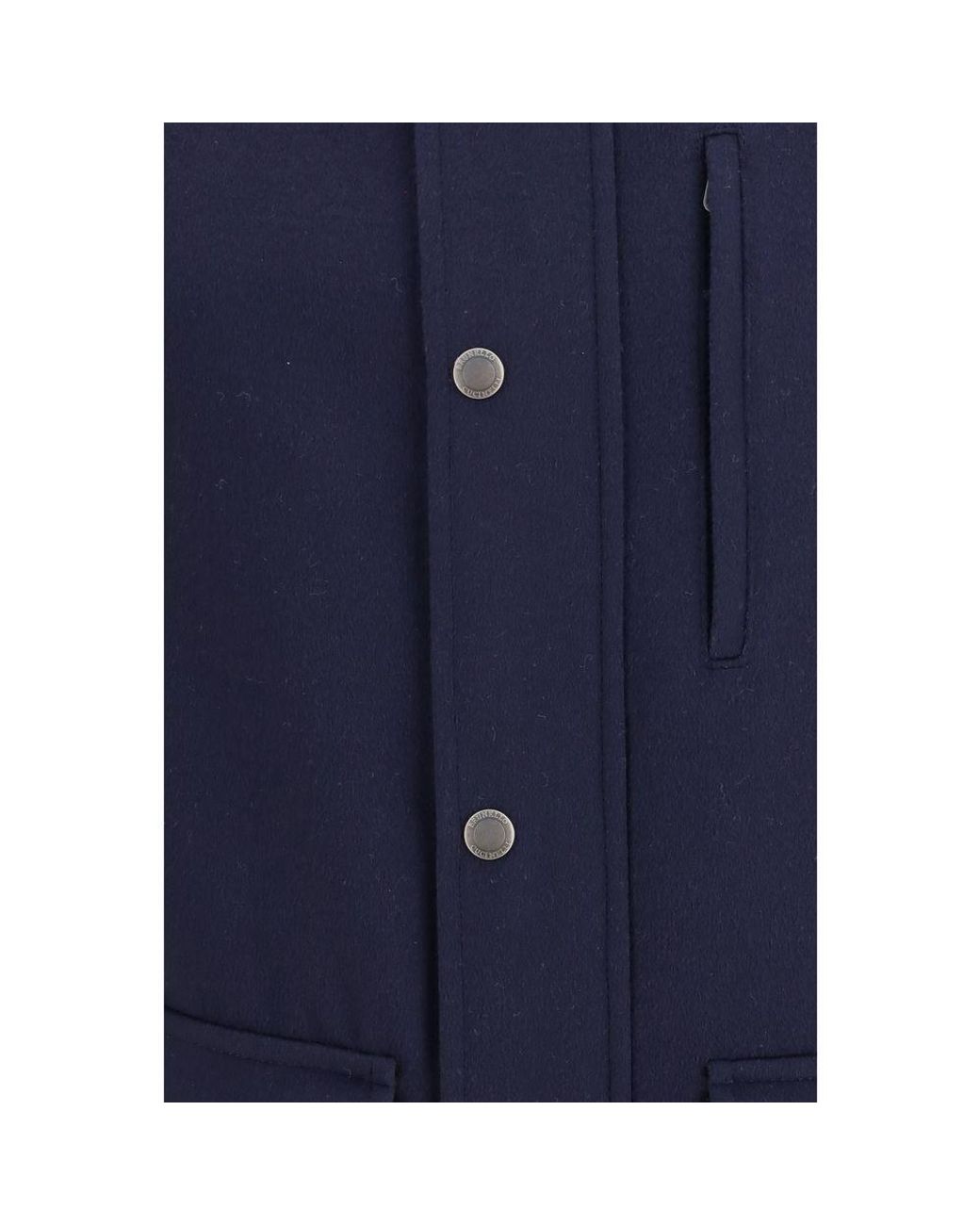 Brunello Cucinelli Blue Wool Oves Aries Full-Length Jacket Clothing for men