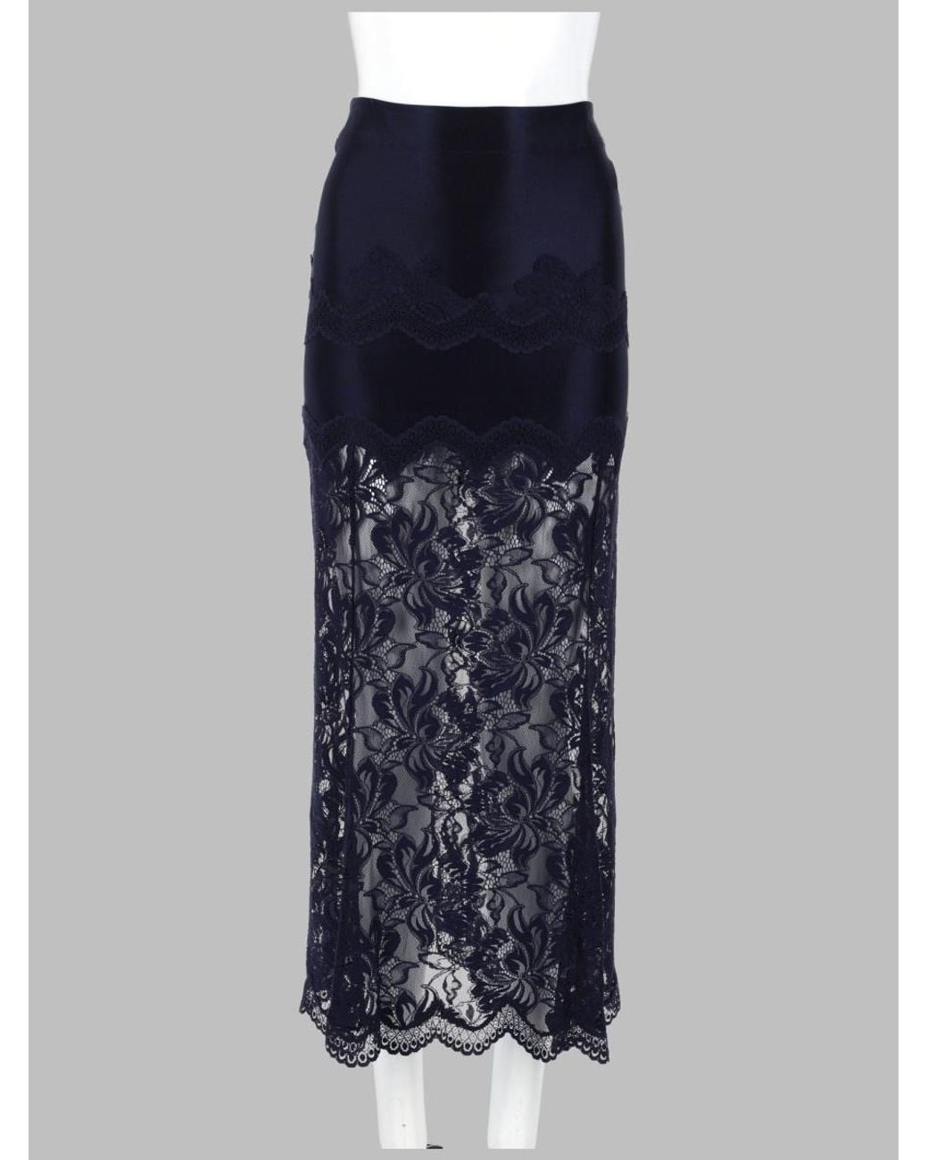 Rabanne Blue Midi Skirt Lace And Jersey, Polyamide Elastane