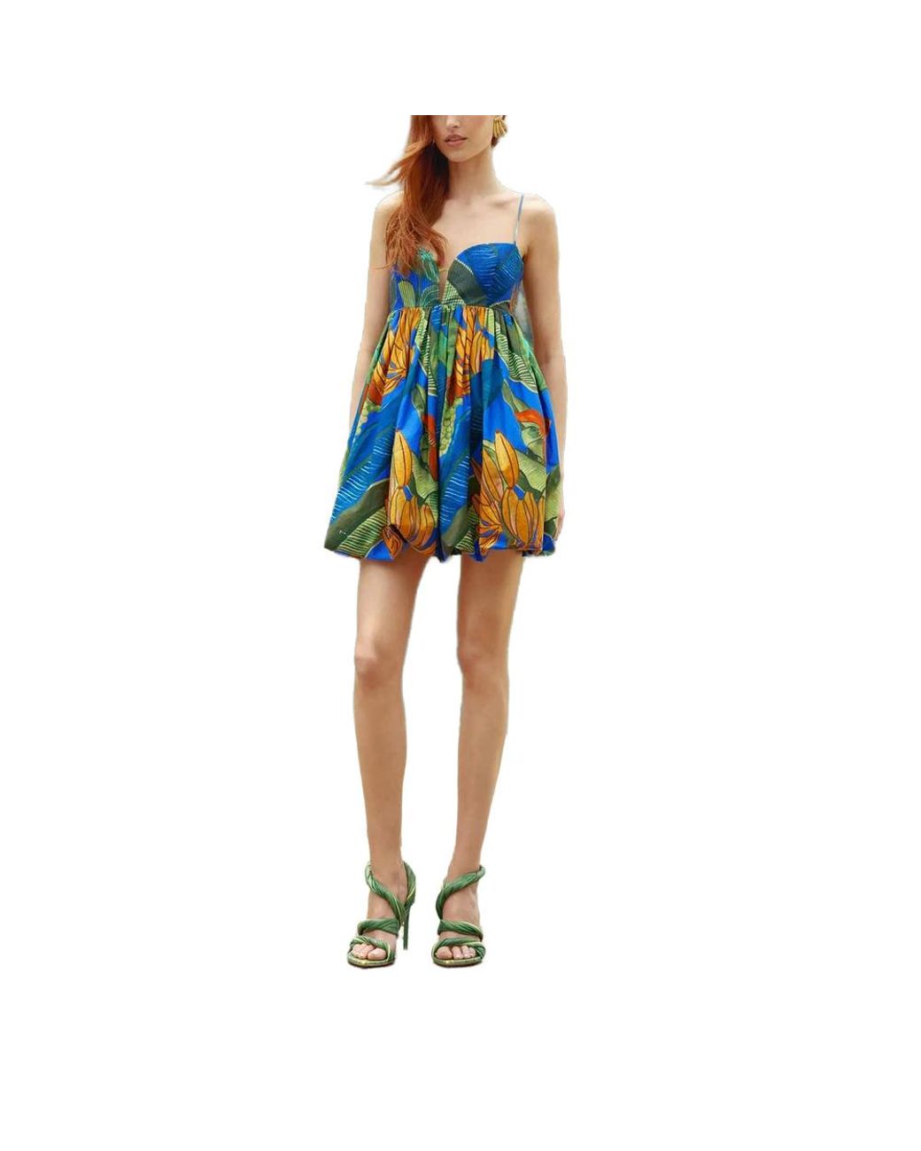 Farm Rio Blue Banana Grapes Sleeveless Organic Cotton Mini Dress