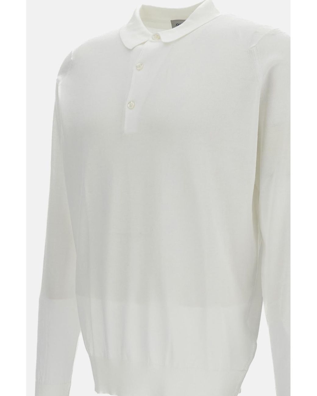 John Smedley White Polo Longsleeve for men